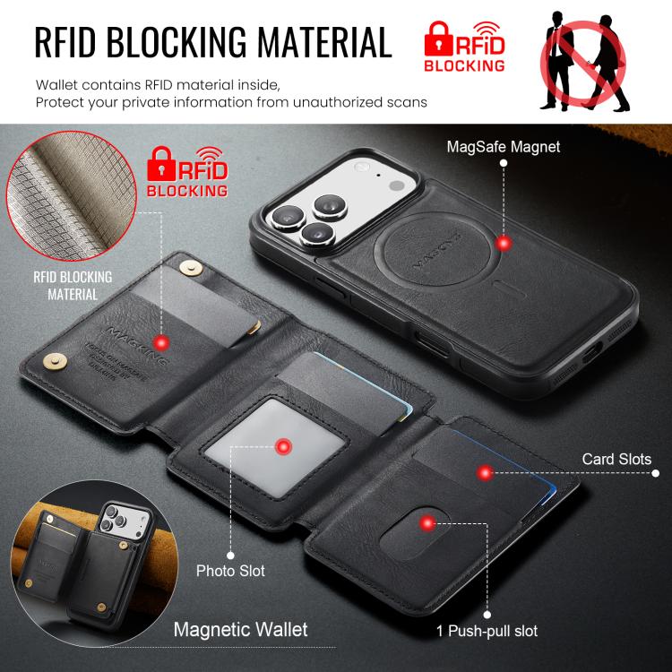 For iPhone 17 Pro Max MAGKING K3 Series MagSafe RFID K3 Pro Card Bag Detachable Phone Case