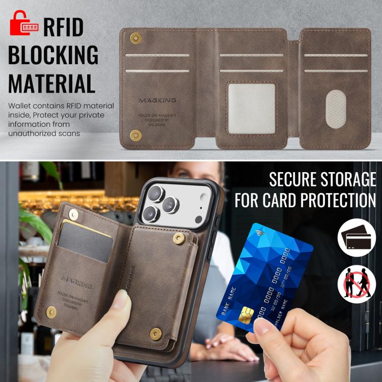 For iPhone 17 Pro Max MAGKING K3 Series MagSafe RFID K3 Pro Card Bag Detachable Phone Case