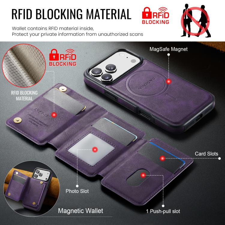 For iPhone 17 Pro Max MAGKING K3 Series MagSafe RFID K3 Pro Card Bag Detachable Phone Case