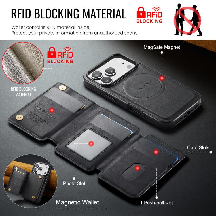 For iPhone 17 Pro MAGKING K3 Series MagSafe RFID K3 Pro Card Bag Detachable Phone Case