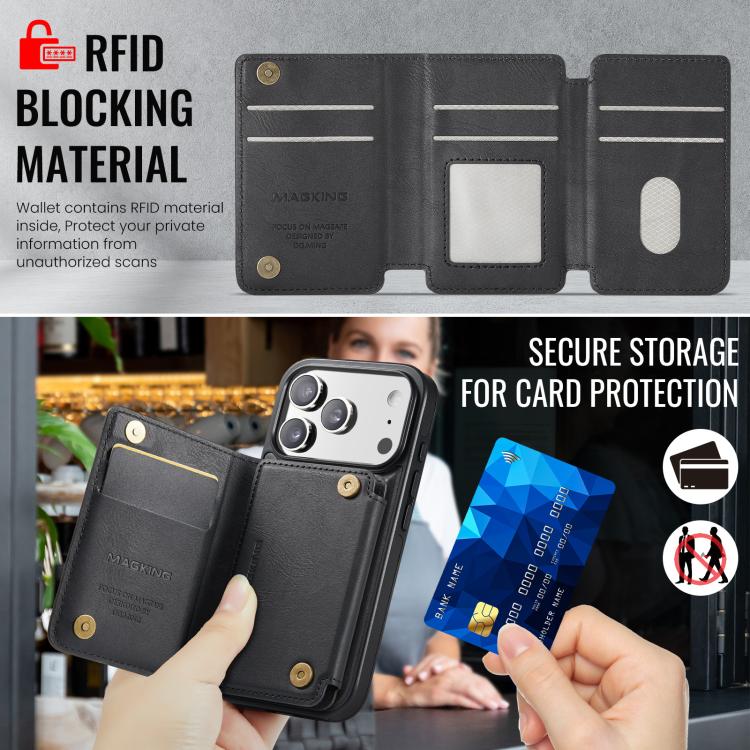 For iPhone 17 Pro MAGKING K3 Series MagSafe RFID K3 Pro Card Bag Detachable Phone Case
