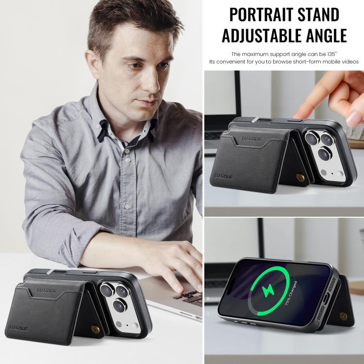 For iPhone 17 Pro MAGKING K3 Series MagSafe RFID K3 Pro Card Bag Detachable Phone Case
