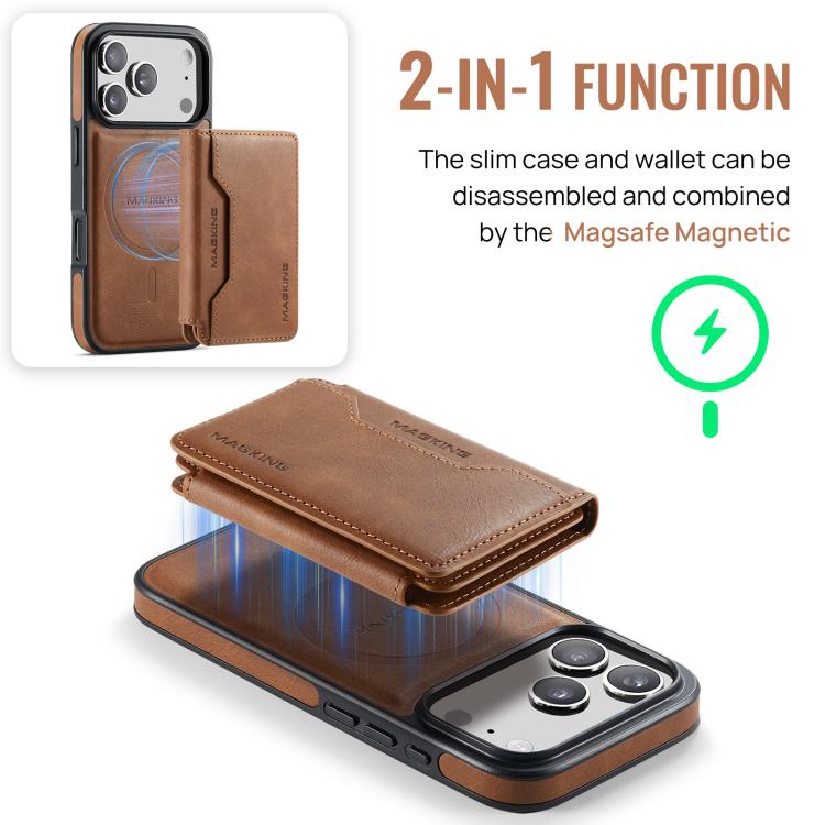 For iPhone 17 Pro MAGKING K3 Series MagSafe RFID K3 Pro Card Bag Detachable Phone Case