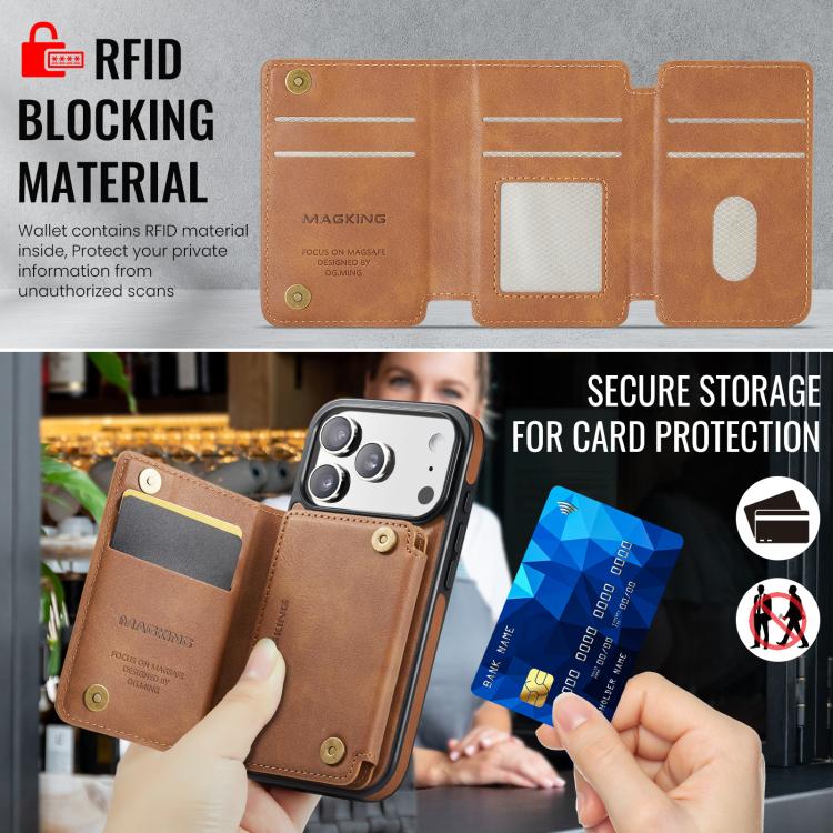 For iPhone 17 Pro MAGKING K3 Series MagSafe RFID K3 Pro Card Bag Detachable Phone Case