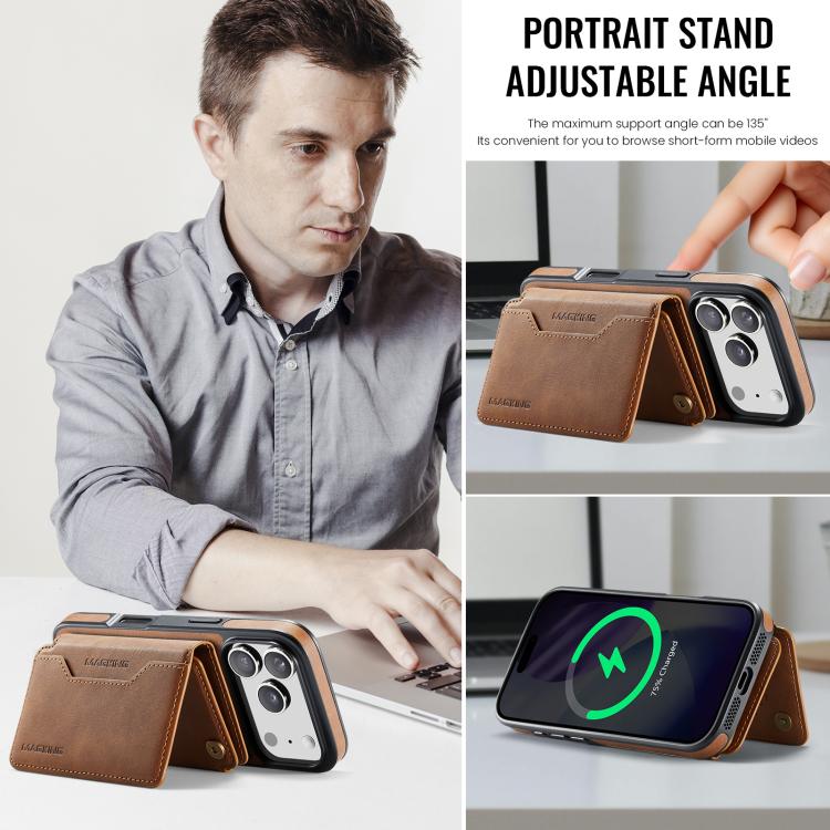 For iPhone 17 Pro MAGKING K3 Series MagSafe RFID K3 Pro Card Bag Detachable Phone Case