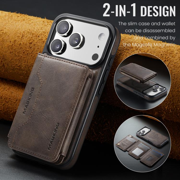 For iPhone 17 Pro MAGKING K3 Series MagSafe RFID K3 Pro Card Bag Detachable Phone Case