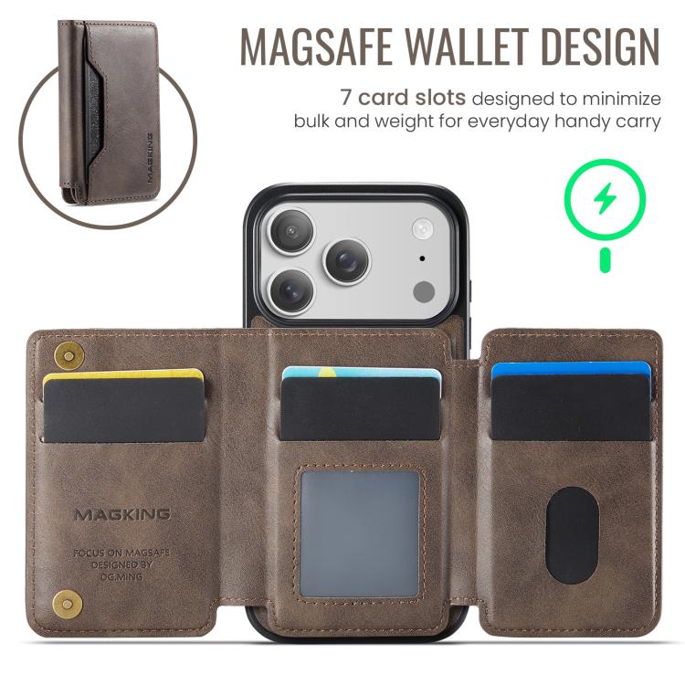 For iPhone 17 Pro MAGKING K3 Series MagSafe RFID K3 Pro Card Bag Detachable Phone Case
