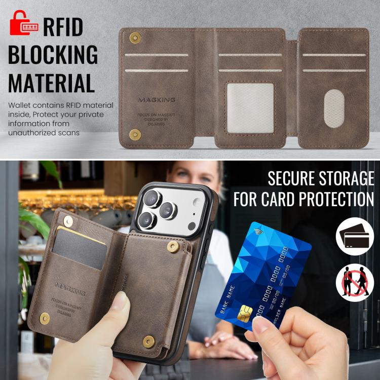 For iPhone 17 Pro MAGKING K3 Series MagSafe RFID K3 Pro Card Bag Detachable Phone Case