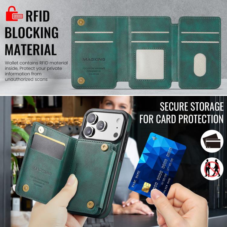 For iPhone 17 Pro MAGKING K3 Series MagSafe RFID K3 Pro Card Bag Detachable Phone Case