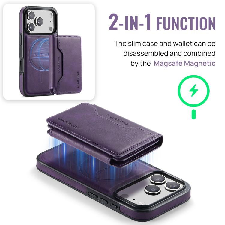 For iPhone 17 Pro MAGKING K3 Series MagSafe RFID K3 Pro Card Bag Detachable Phone Case