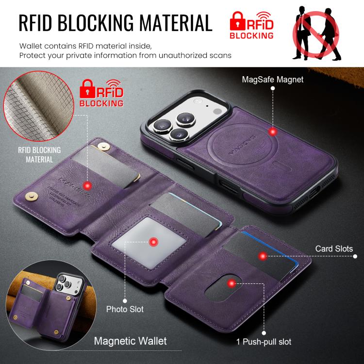 For iPhone 17 Pro MAGKING K3 Series MagSafe RFID K3 Pro Card Bag Detachable Phone Case