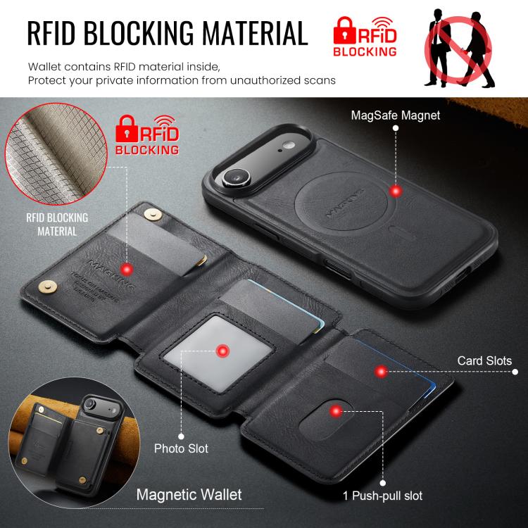 For iPhone Air MAGKING K3 Series MagSafe RFID K3 Pro Card Bag Detachable Phone Case
