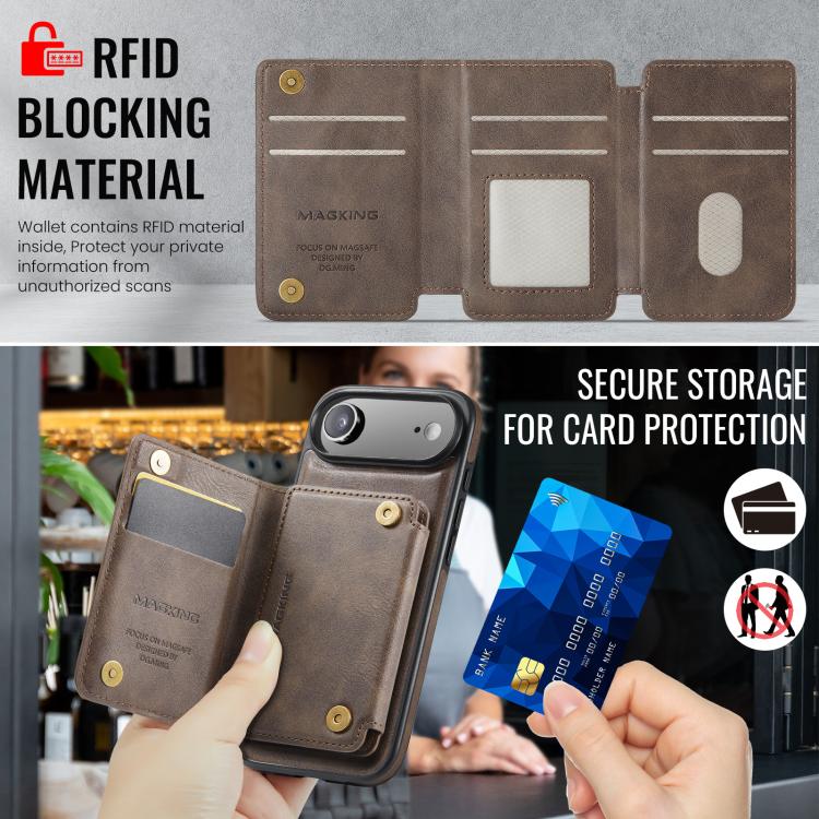 For iPhone Air MAGKING K3 Series MagSafe RFID K3 Pro Card Bag Detachable Phone Case