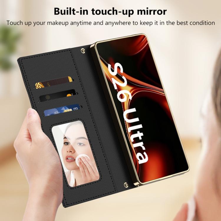 For Samsung Galaxy S26 Ultra 5G GKK Plating Diamond Texture Leather Phone Case With Crossbody Chain