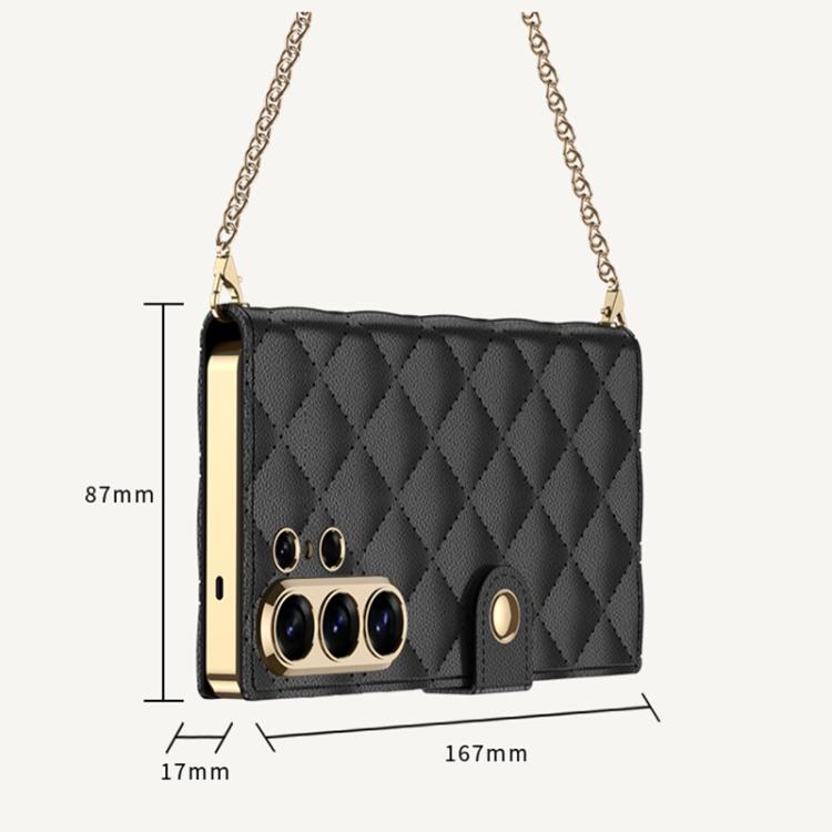 For Samsung Galaxy S26 Ultra 5G GKK Plating Diamond Texture Leather Phone Case With Crossbody Chain