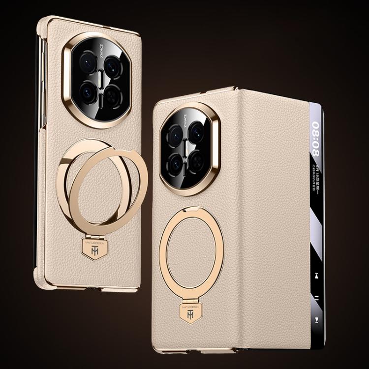 For Huawei Mate X7 Folding Genuine Leather Magnetic Holder Window Display Phone Case