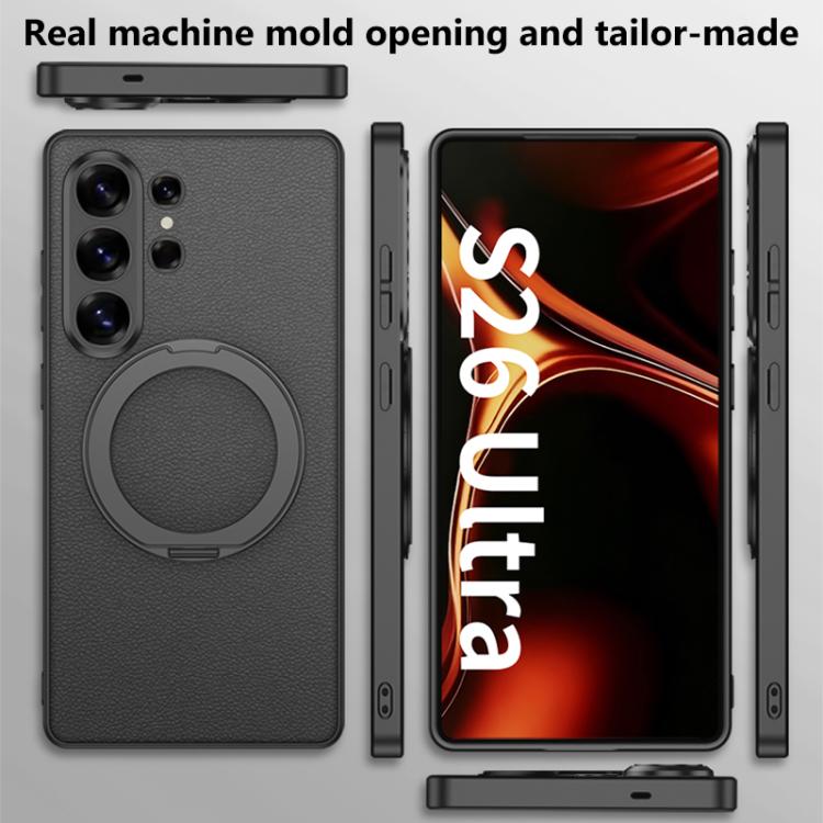 For Samsung Galaxy S26 Ultra 5G GKK Metal Paint Skin Feel Leather Magnetic Phone Case With Rotating Holder, Not Included Pen