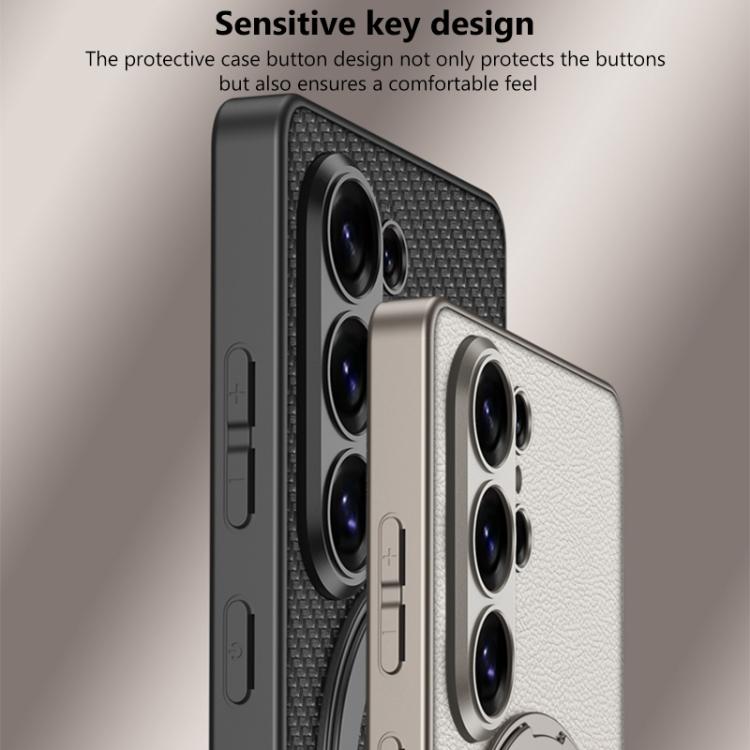For Samsung Galaxy S26 Ultra 5G GKK Metal Paint Skin Feel Leather Magnetic Phone Case With Rotating Holder, Not Included Pen