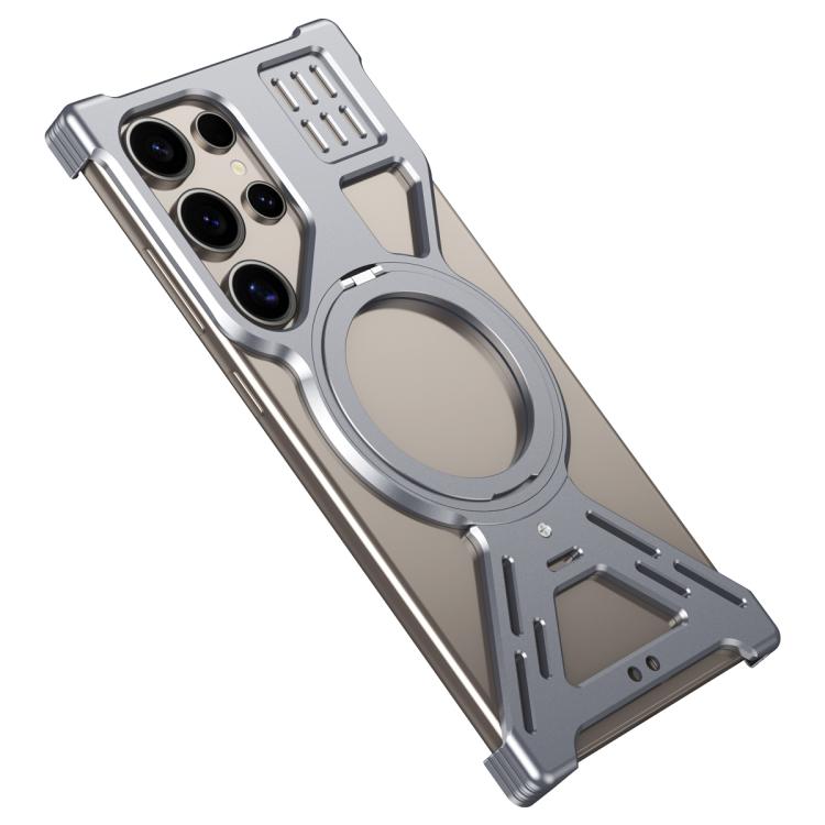 For Samsung Galaxy S23 Ultra 5G Armor 360 Holder Frameless Alloy MagSafe Phone Case