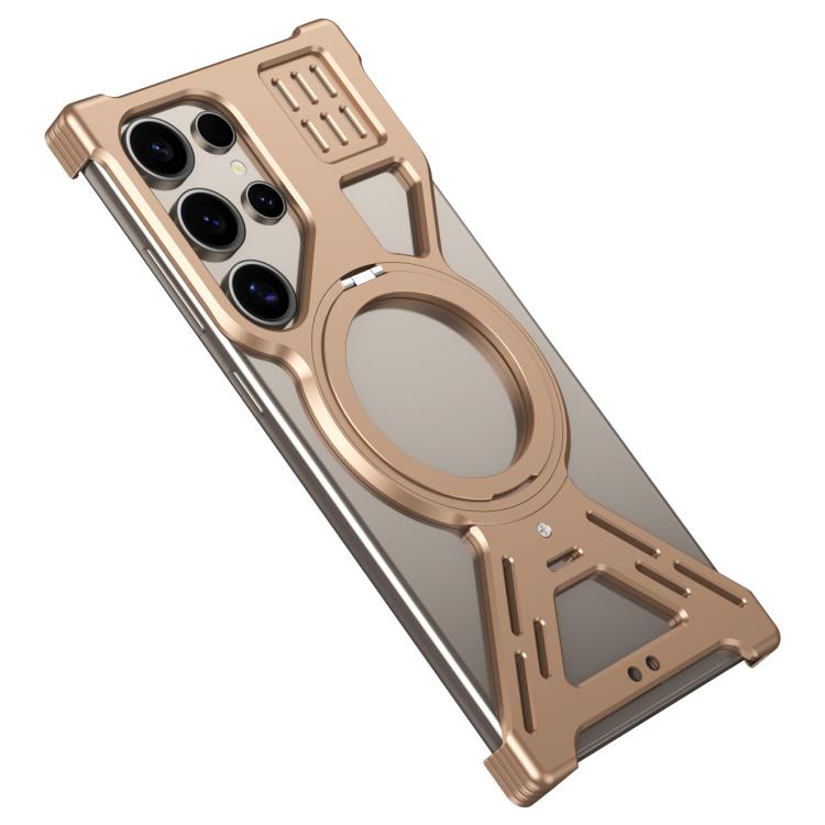 For Samsung Galaxy S23 Ultra 5G Armor 360 Holder Frameless Alloy MagSafe Phone Case
