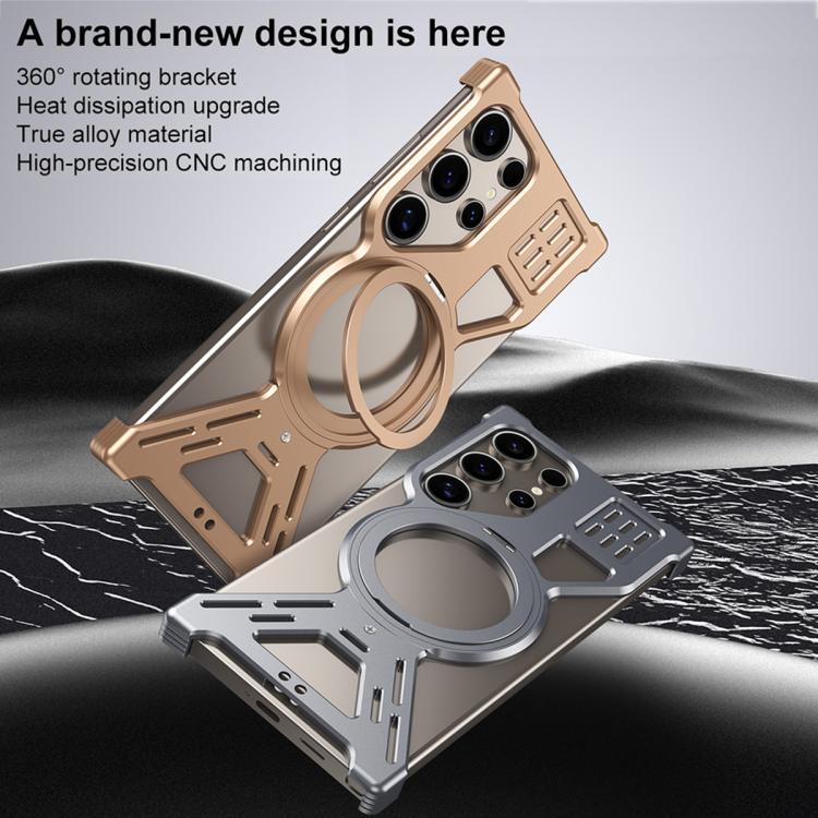 For Samsung Galaxy S26 Ultra 5G Armor 360 Holder Frameless Alloy MagSafe Phone Case