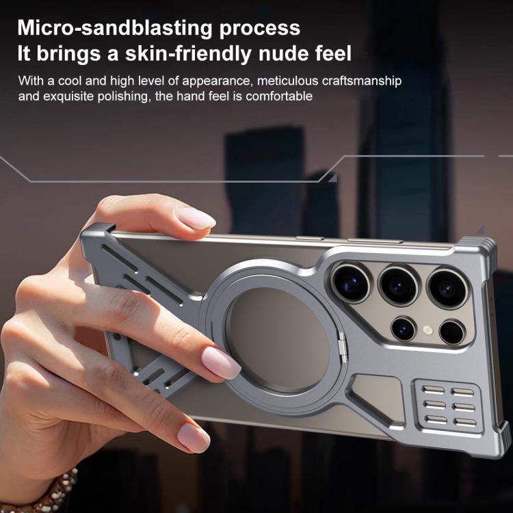 For Samsung Galaxy S26 Ultra 5G Armor 360 Holder Frameless Alloy MagSafe Phone Case