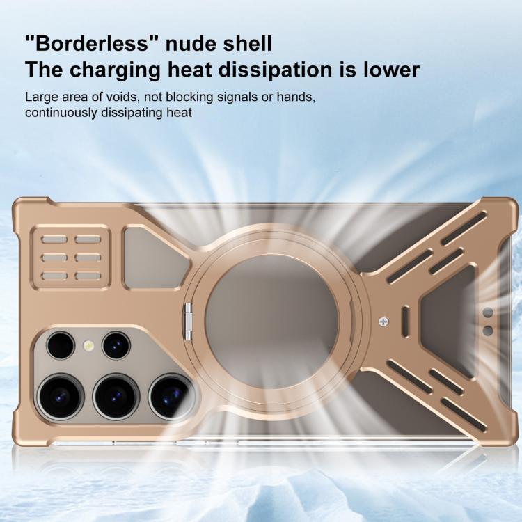 For Samsung Galaxy S23 Ultra 5G Armor 360 Holder Frameless Alloy MagSafe Phone Case