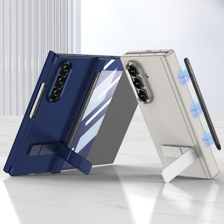 For Samsung Galaxy Z TriFold GKK Magnetic Folding Leather One-Line Rotating Holder Phone Case with Magnetic Stylus