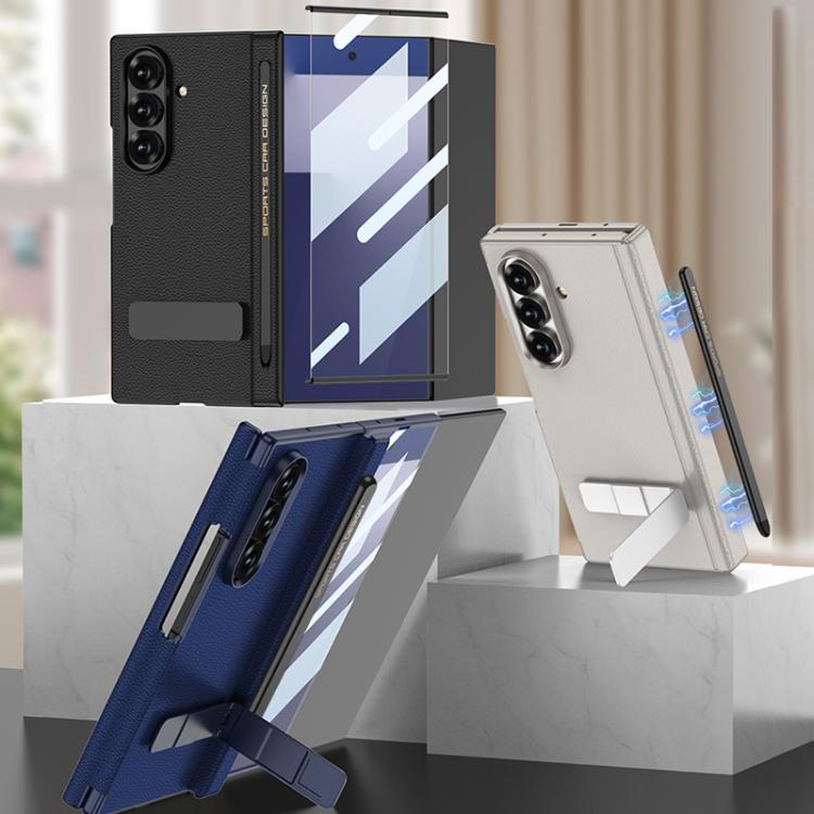 For Samsung Galaxy Z TriFold GKK Magnetic Folding Leather One-Line Rotating Holder Phone Case with Magnetic Stylus