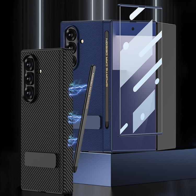 For Samsung Galaxy Z TriFold GKK Magnetic Folding Leather One-Line Rotating Holder Phone Case with Magnetic Stylus