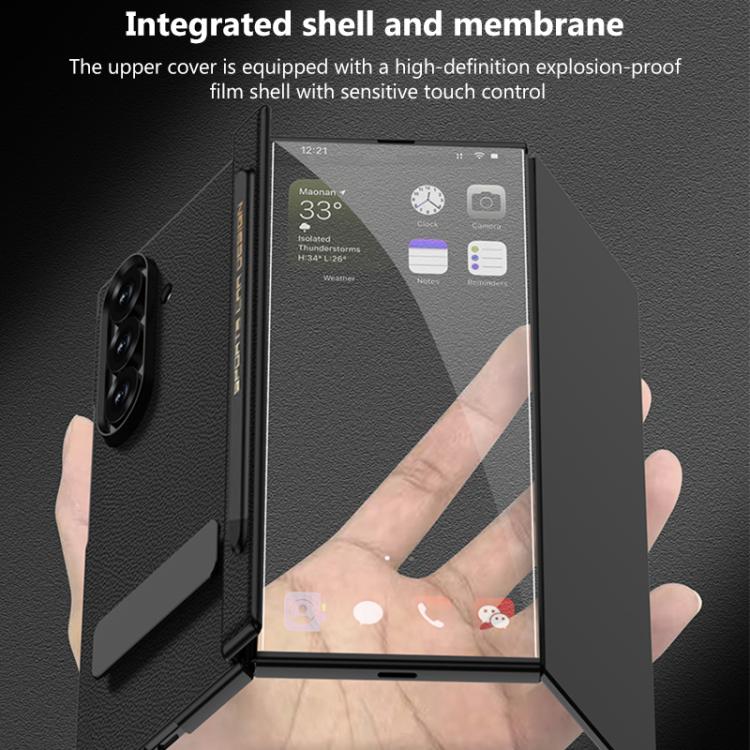 For Samsung Galaxy Z TriFold GKK Magnetic Folding Leather One-Line Rotating Holder Phone Case with Magnetic Stylus