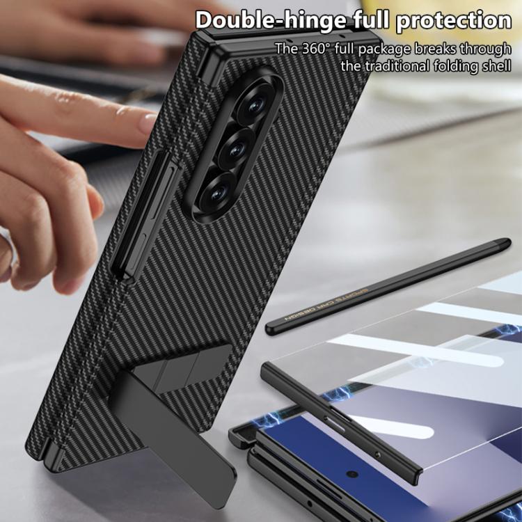 For Samsung Galaxy Z TriFold GKK Magnetic Folding Leather One-Line Rotating Holder Phone Case with Magnetic Stylus
