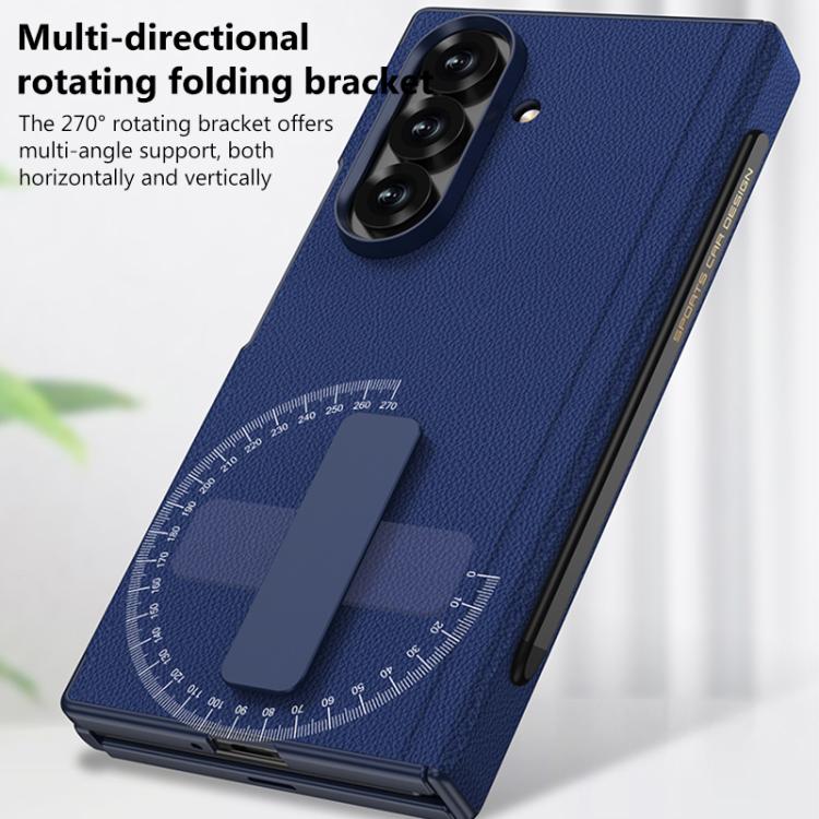 For Samsung Galaxy Z TriFold GKK Magnetic Folding Leather One-Line Rotating Holder Phone Case with Magnetic Stylus