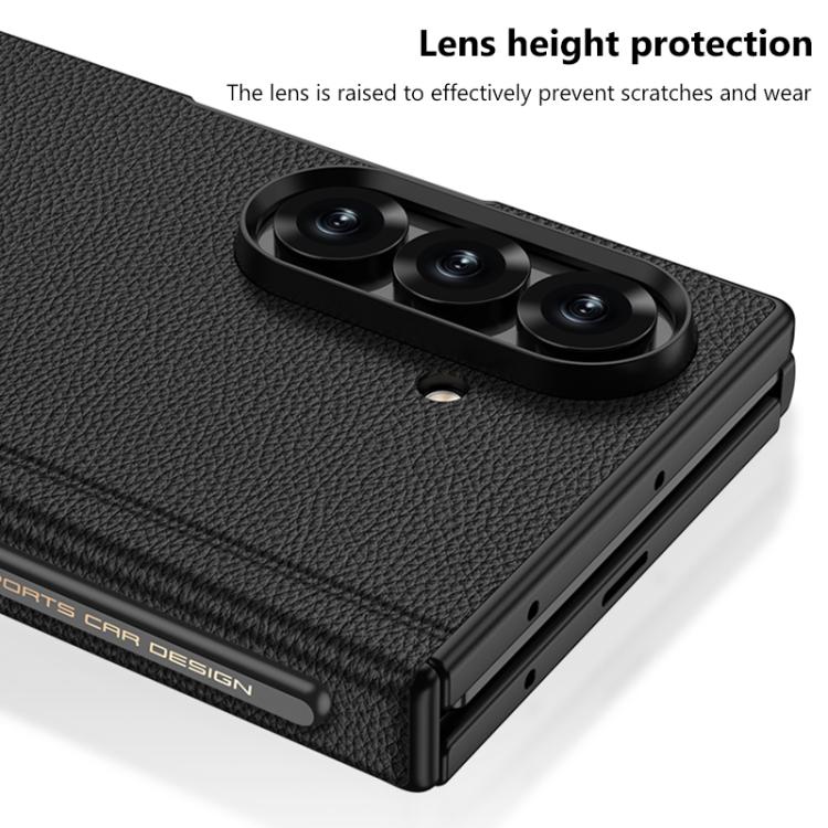 For Samsung Galaxy Z TriFold GKK Magnetic Folding Leather One-Line Rotating Holder Phone Case with Magnetic Stylus