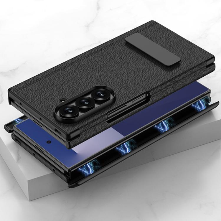 For Samsung Galaxy Z TriFold GKK Magnetic Folding Leather One-Line Rotating Holder Phone Case