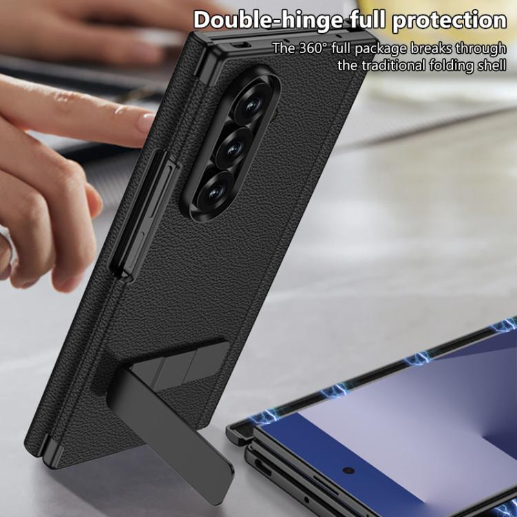 For Samsung Galaxy Z TriFold GKK Magnetic Folding Leather One-Line Rotating Holder Phone Case