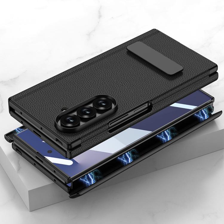 For Samsung Galaxy Z TriFold GKK Integrated Magnetic Folding Leather One-Line Rotating Holder Phone Case
