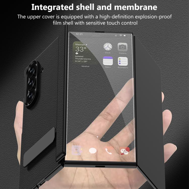For Samsung Galaxy Z TriFold GKK Integrated Magnetic Folding Leather One-Line Rotating Holder Phone Case