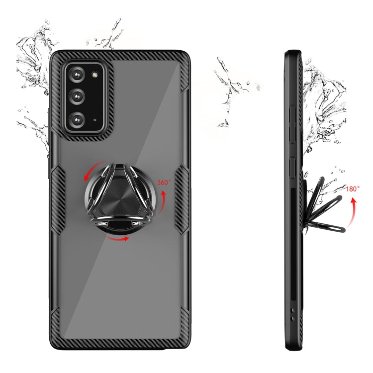 For Samsung Galaxy Note 20 Shockproof Transparent TPU + Acrylic Protective Case, with Ring Holder