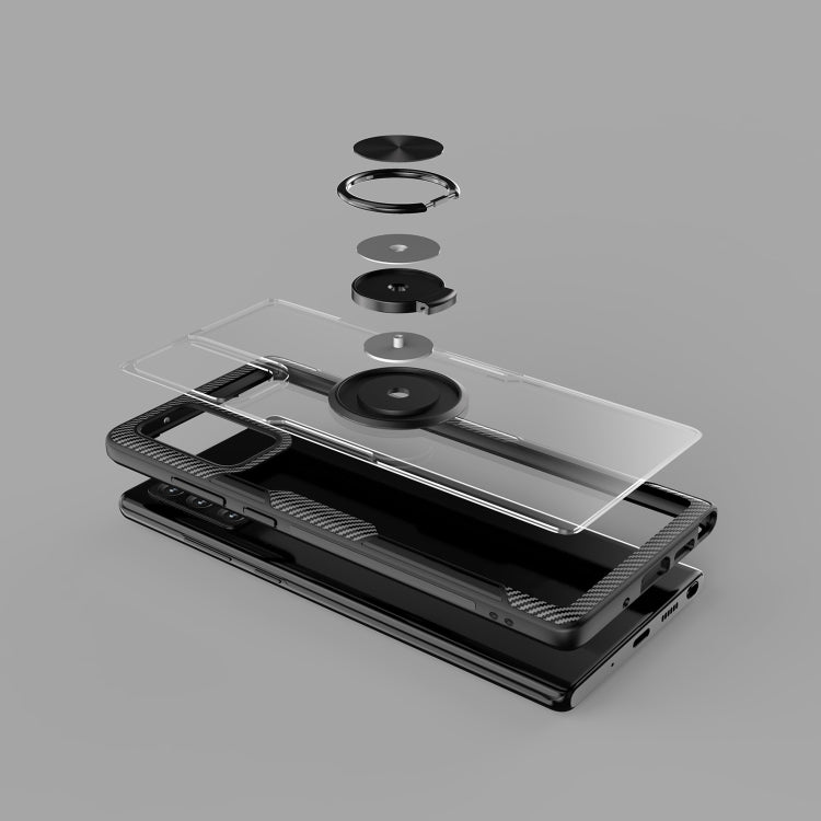 For Samsung Galaxy Note 20 Shockproof Transparent TPU + Acrylic Protective Case, with Ring Holder
