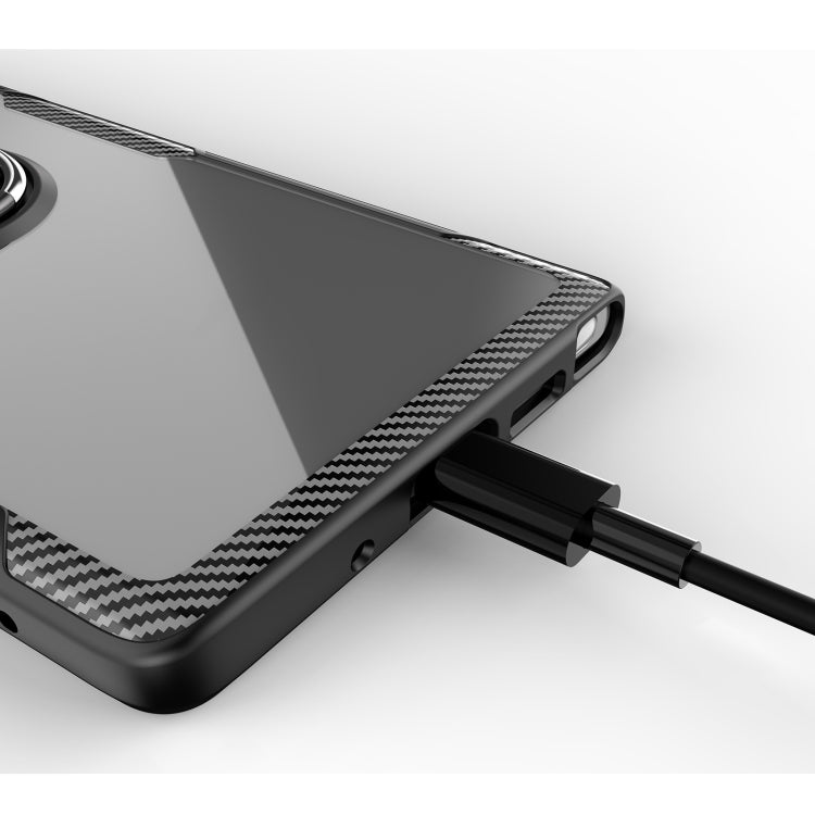 For Samsung Galaxy Note 20 Shockproof Transparent TPU + Acrylic Protective Case, with Ring Holder