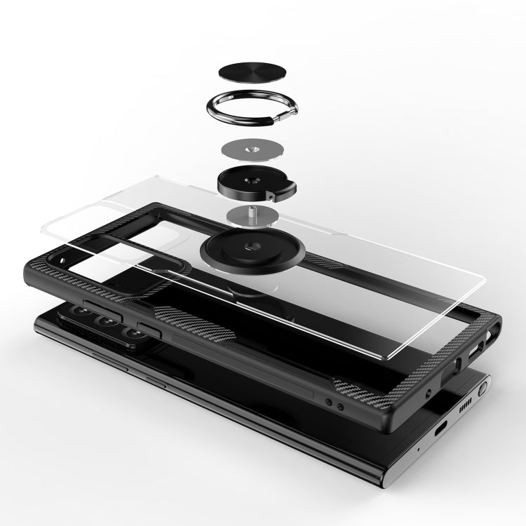For Samsung Galaxy Note 20 Pro Shockproof Transparent TPU + Acrylic Protective Case, with Ring Holder