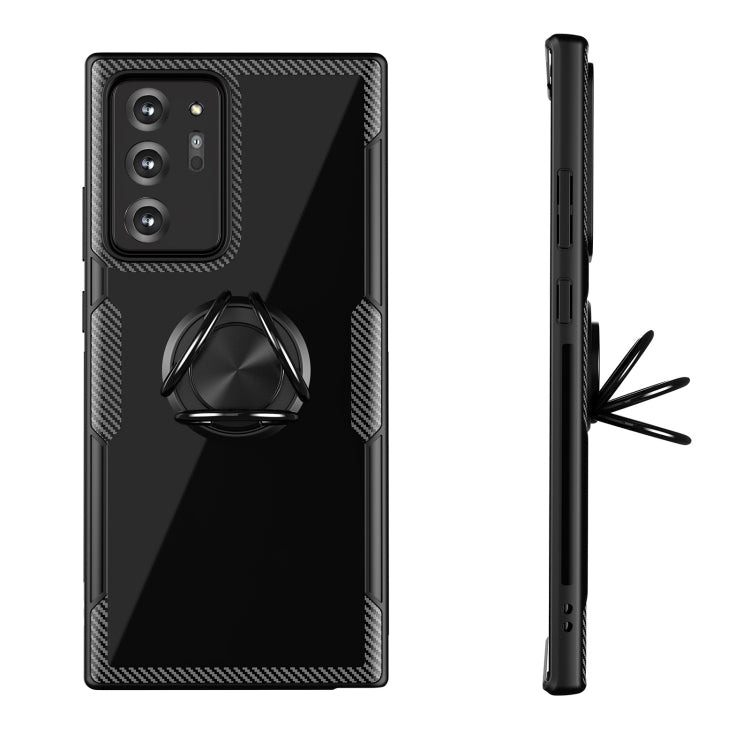 For Samsung Galaxy Note 20 Pro Shockproof Transparent TPU + Acrylic Protective Case, with Ring Holder