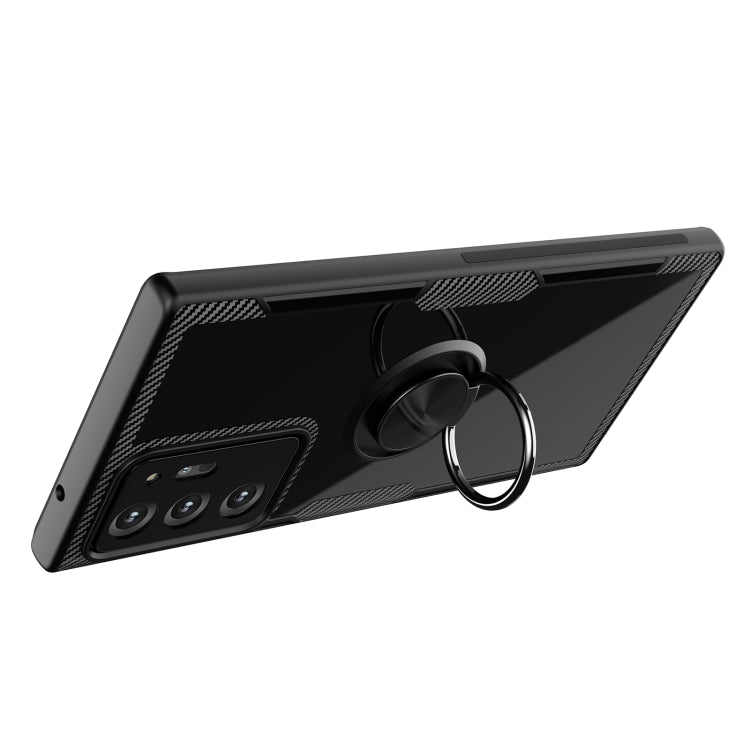 For Samsung Galaxy Note 20 Pro Shockproof Transparent TPU + Acrylic Protective Case, with Ring Holder