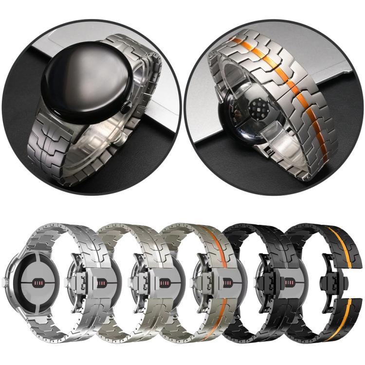 For Google Pixel Watch 4 / 3 / 2 / 1 41mm Iron Man Butterfly Buckle Stainless Steel Watch Band