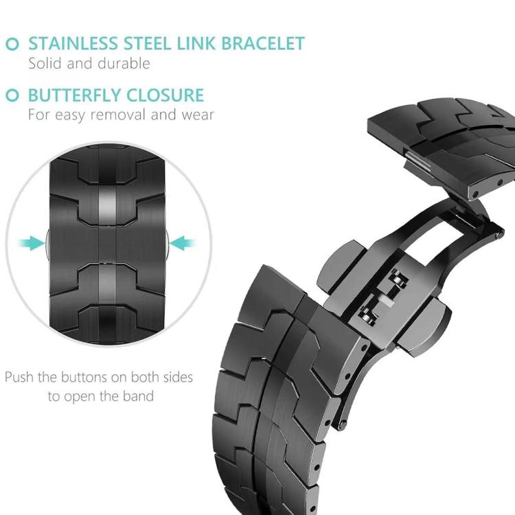 For Google Pixel Watch 4 / 3 / 2 / 1 41mm Iron Man Butterfly Buckle Stainless Steel Watch Band