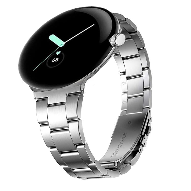 For Google Pixel Watch 4 / 3 / 2 / 1 41mm Slim Three Beads Stainless Steel Watch Band