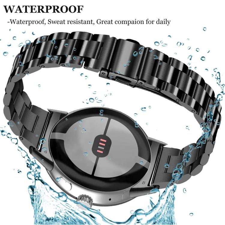 For Google Pixel Watch 4 / 3 / 2 / 1 41mm Slim Three Beads Stainless Steel Watch Band
