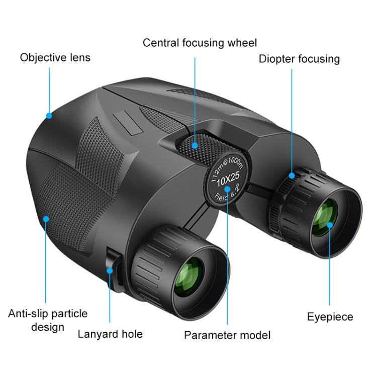 APEXEL 10 x 25 Compact Binoculars High-Power Portable Outdoor Binoculars for Bird Watching & Exploration - Black