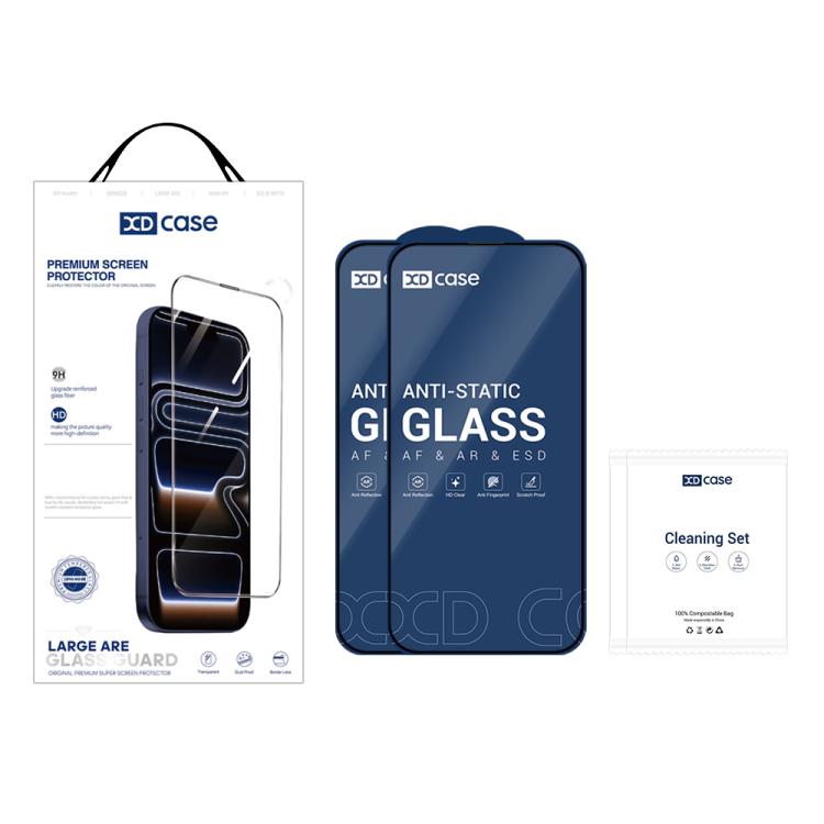 For iPhone 16 Plus XDcase 2pcs / Pack Silk Screen Printed HD Tempered Glass Film